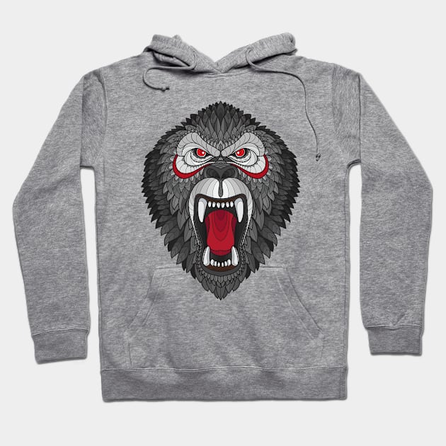 Zentangle Gorilla Head Hoodie by Mako Design 